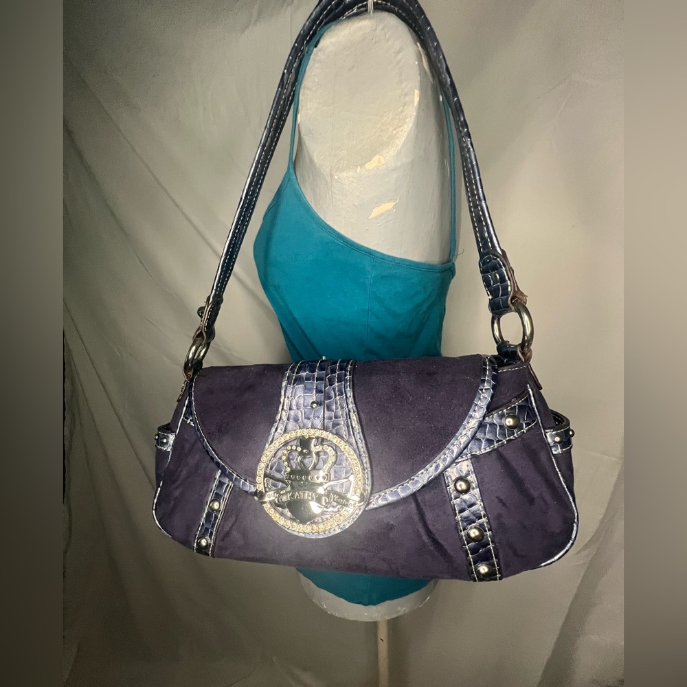 ✨CLASSY Kathy Van Zeeland Blue Leather Shoulder Bag Purse